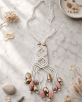 Multi Strand Beaded Weave Necklace — necklaces, editorial marble lifestyle photo