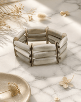 Pastel Grey-Green Tagua Tube Bracelet — bracelets, editorial marble lifestyle photo