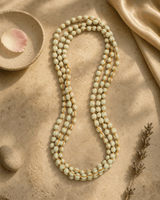 Powder Green Endless Fabric-Wrapped Beaded Necklace — necklaces, vibey closeup lifestyle photo