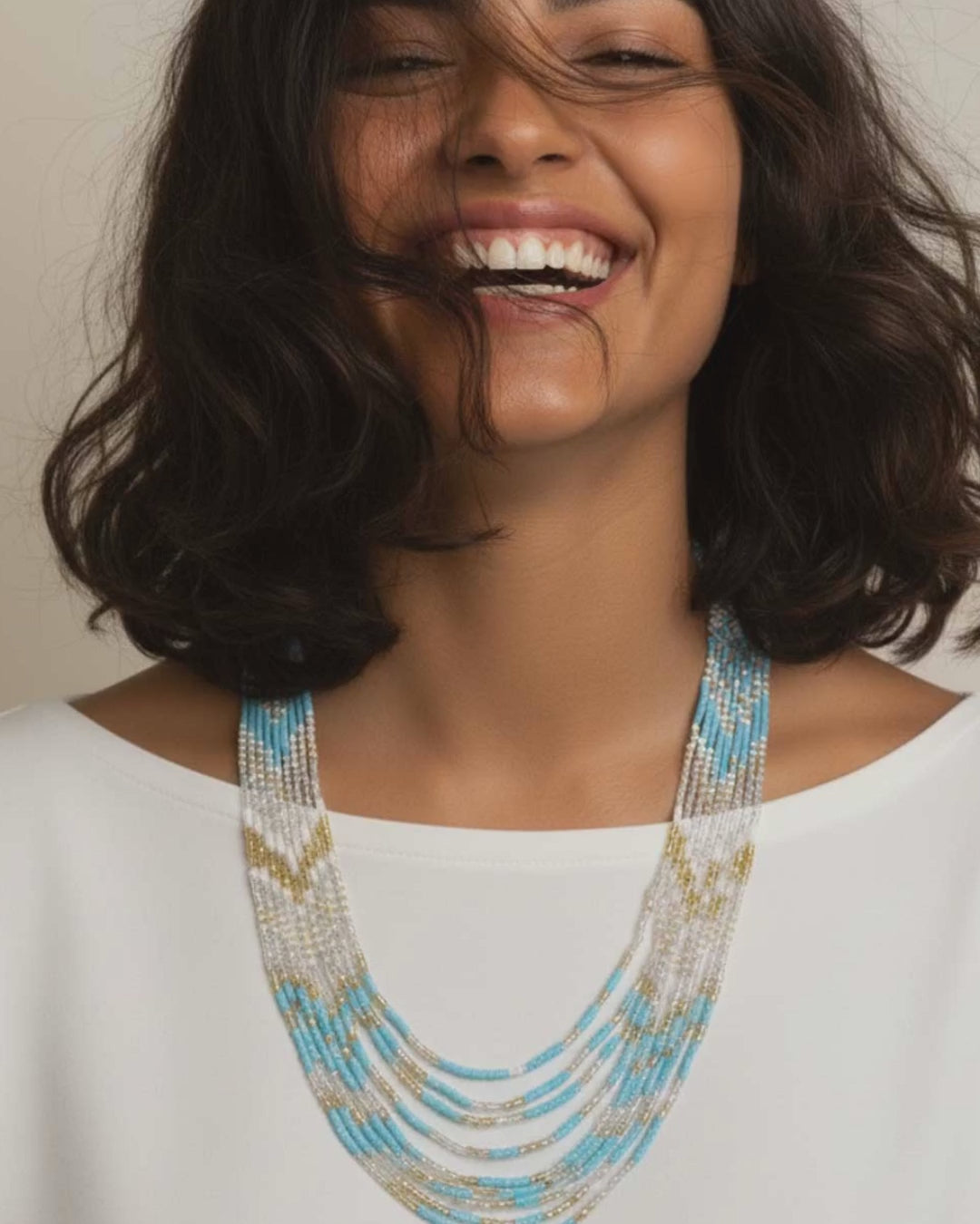 Layered Beaded Statement Necklace