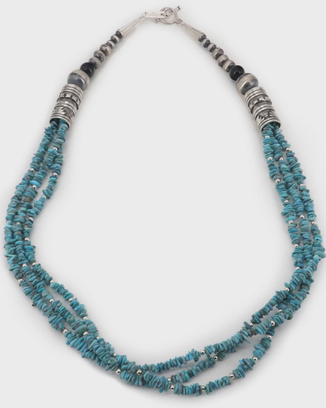 Triple-Strand Turquoise Sterling Necklace