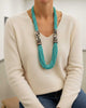 Elephant Carving Blue Beaded Statement Necklace
