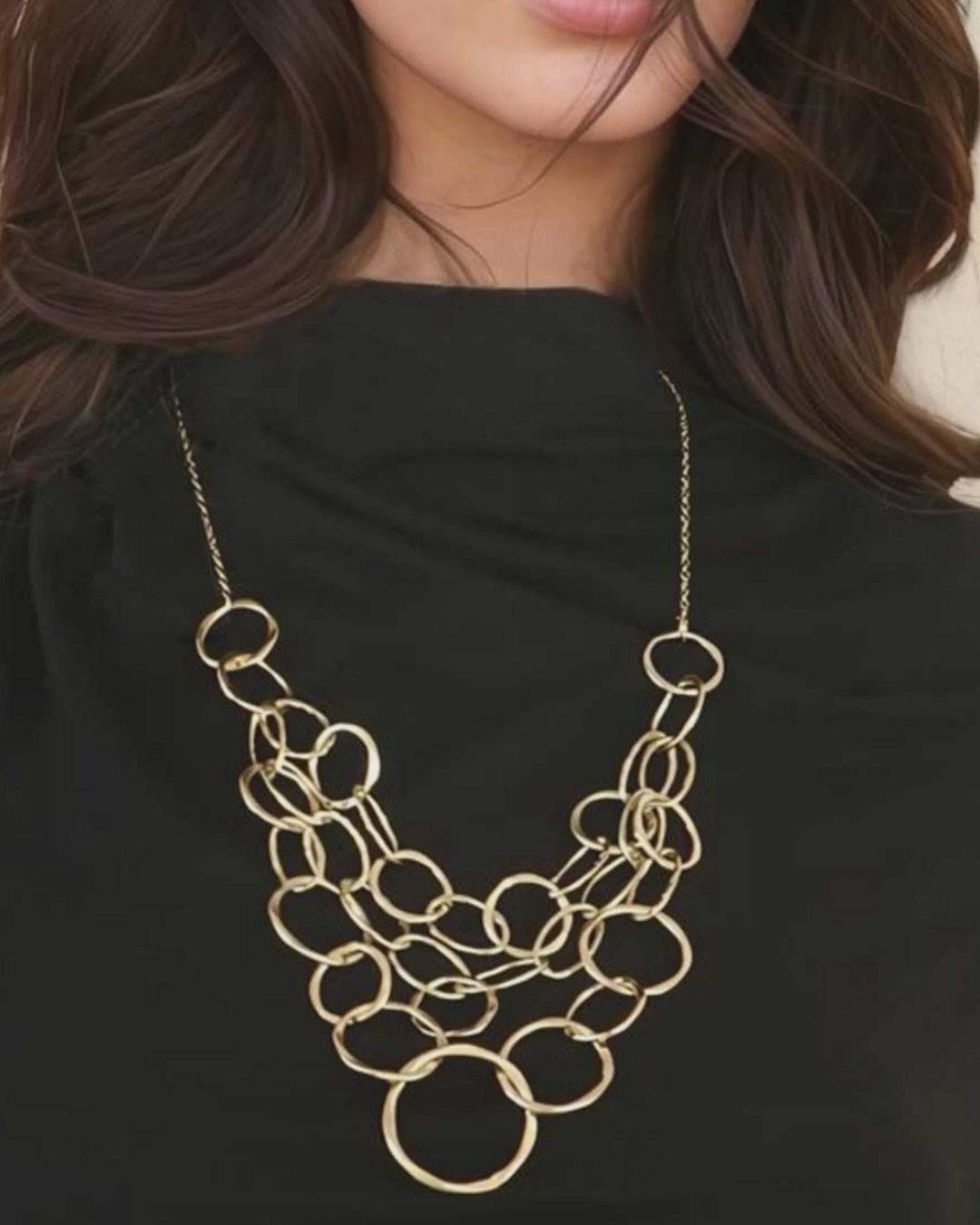 Gold Multi-Layered Hammered Necklace