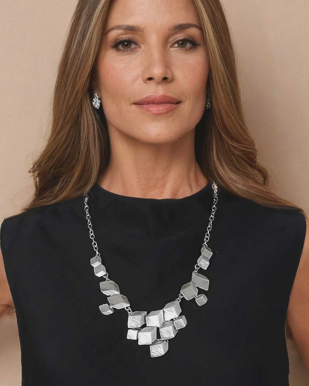 Stacked Cube Statement Necklace