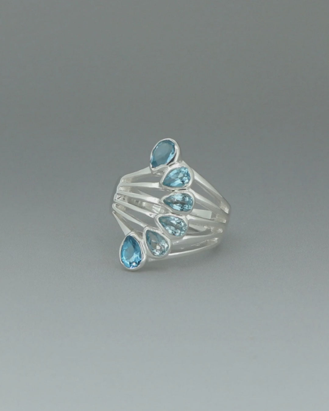 Blue Topaz Teardrop Silver Ring
