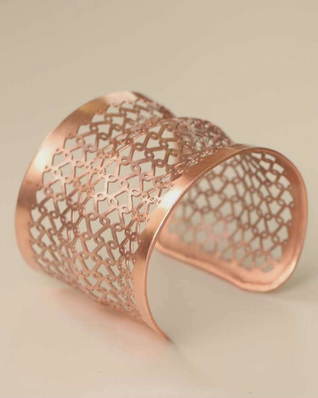 Copper Geometric Lattice Cuff Bracelet