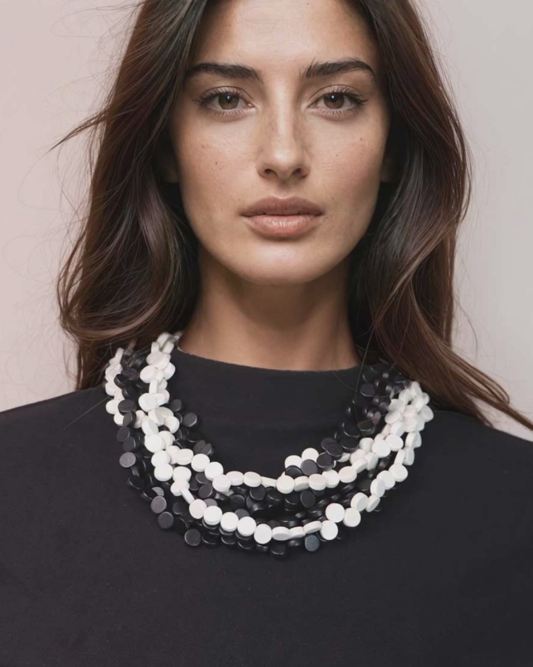 Black White Layered Necklace