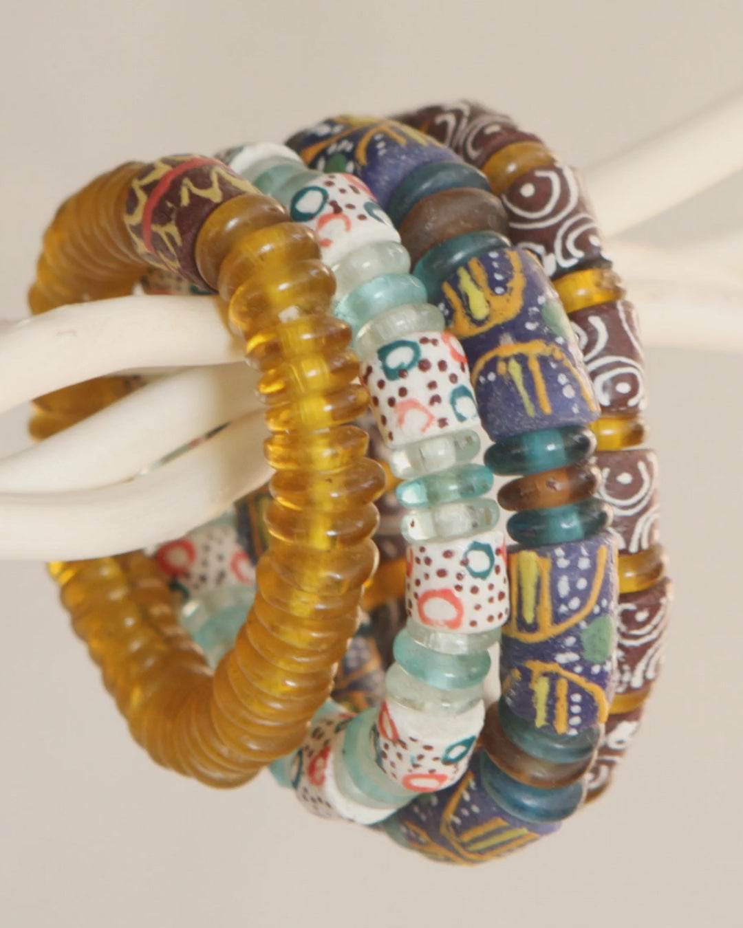 Hand Painted Glass Bead Bracelet