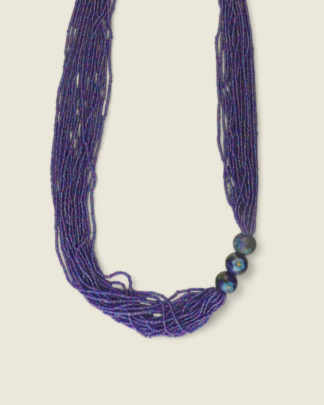 Multi-Strand Blue Glass Necklace
