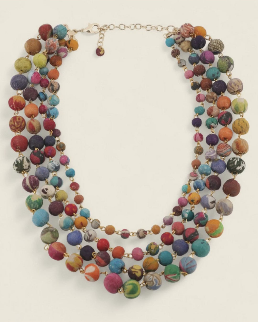 Colorful Four Strand Kantha Necklace