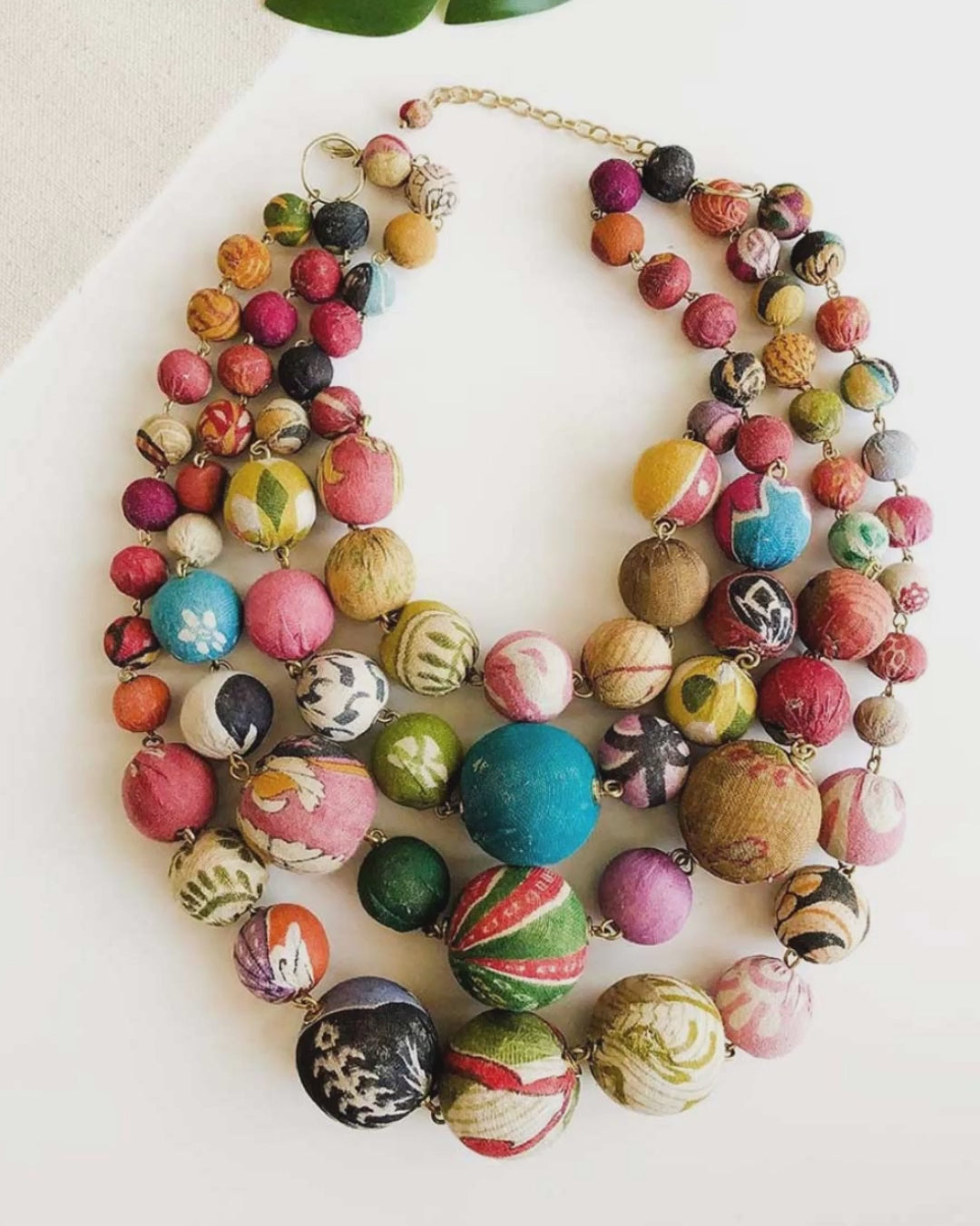Kantha Bead Multi-Strand Necklace