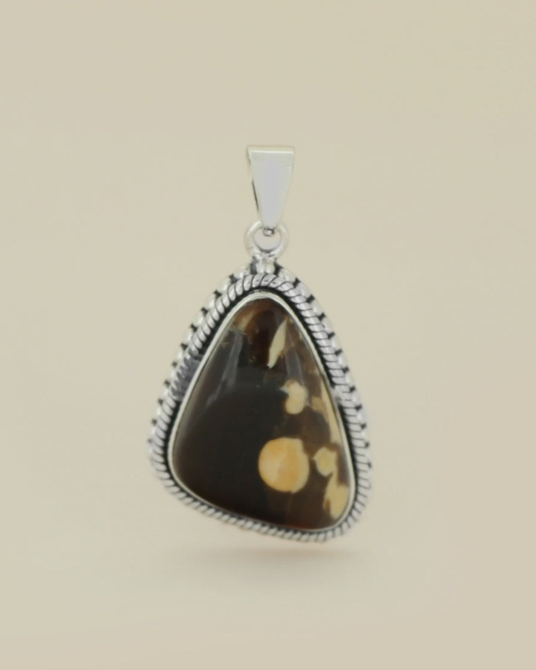 Sterling Silver Peanut Wood Pendant