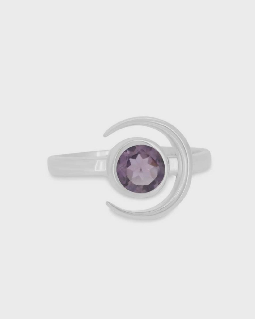 Sterling Silver Amethyst Moon Ring