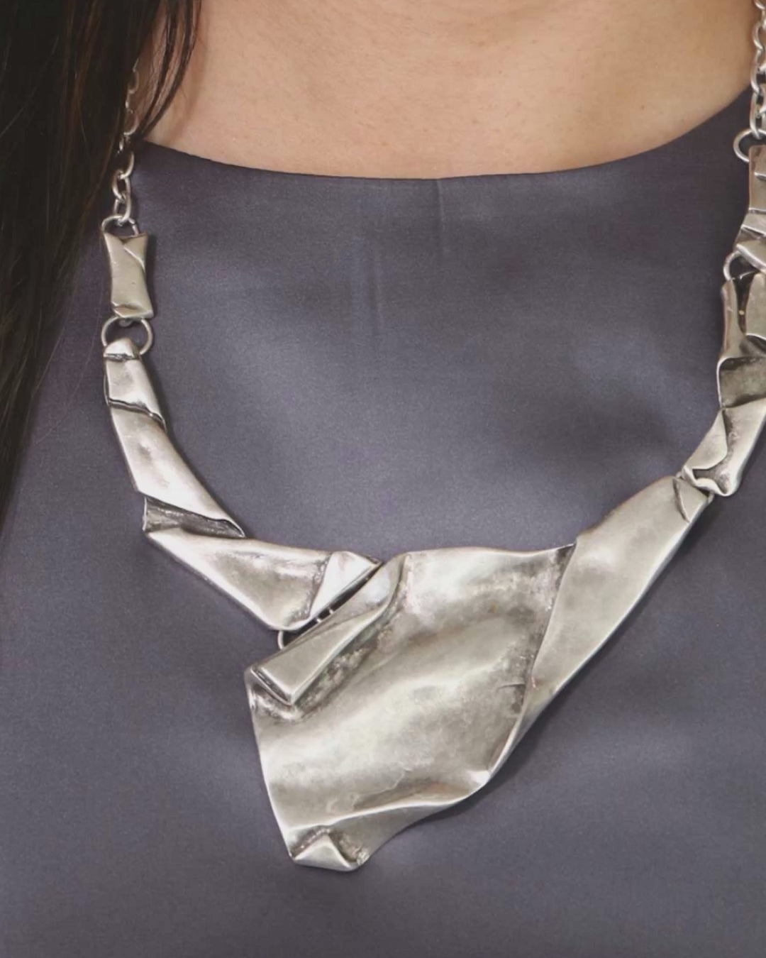 Crushed Paper Statement Necklace