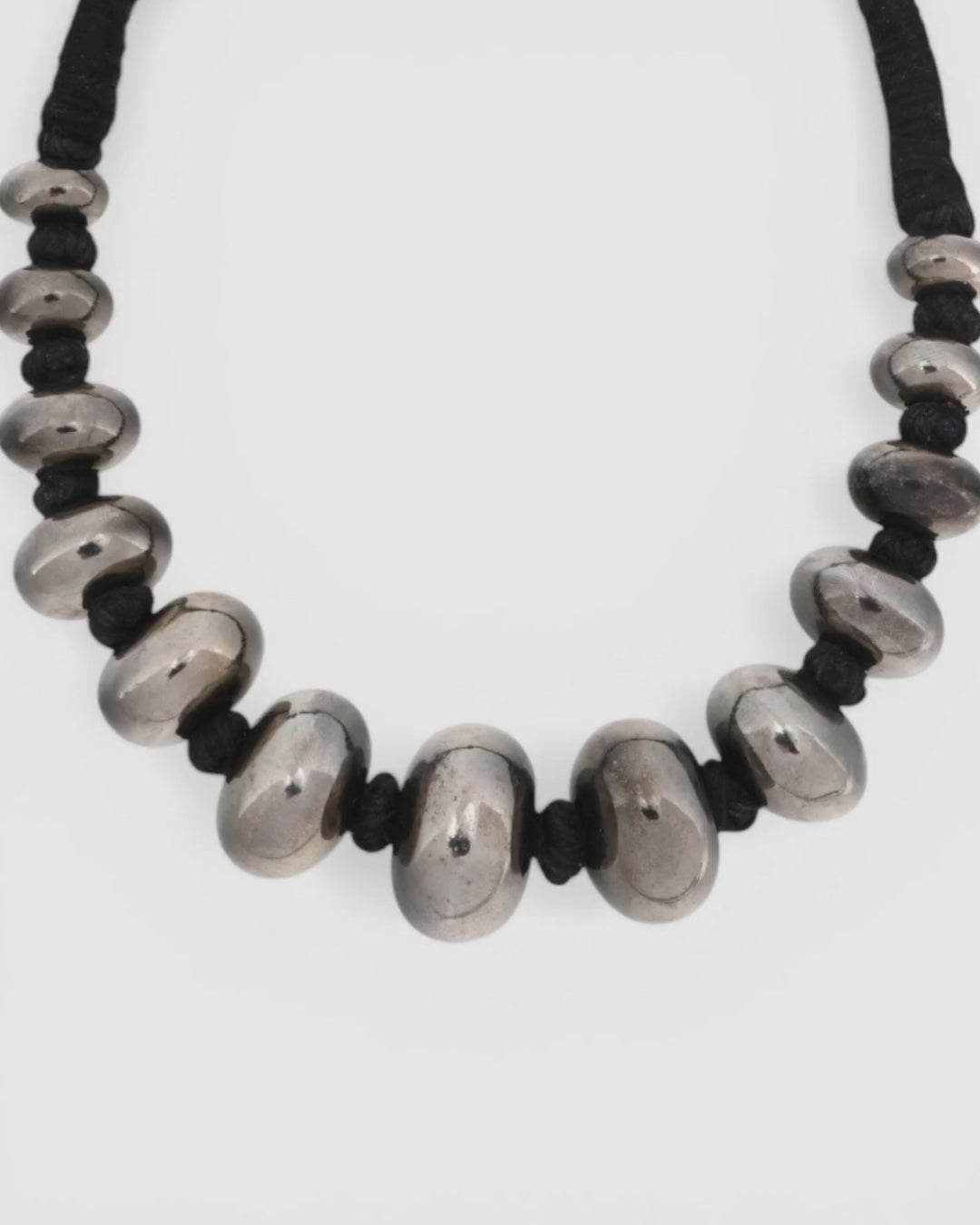 Midnight Silver Graduated Bead Necklace