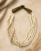 Cream Beaded 5-Strand Layered Necklace
