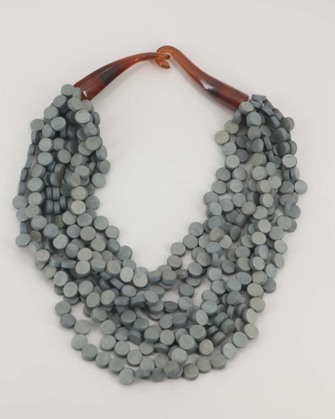 Grey Twist Wood Necklace