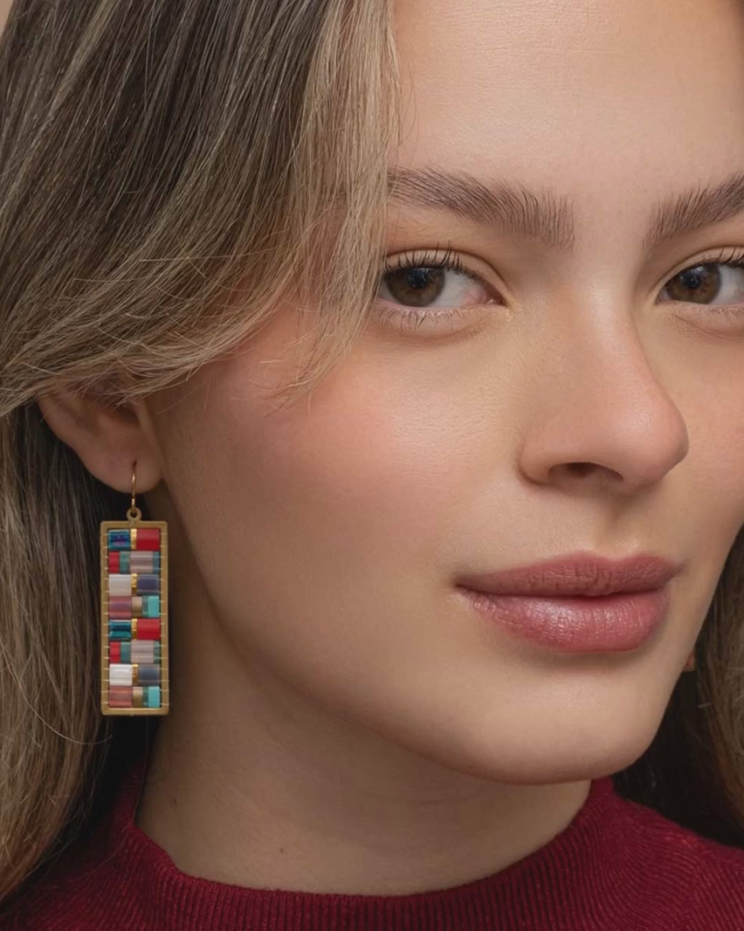 Modern Mosaic Tila Bead Earrings