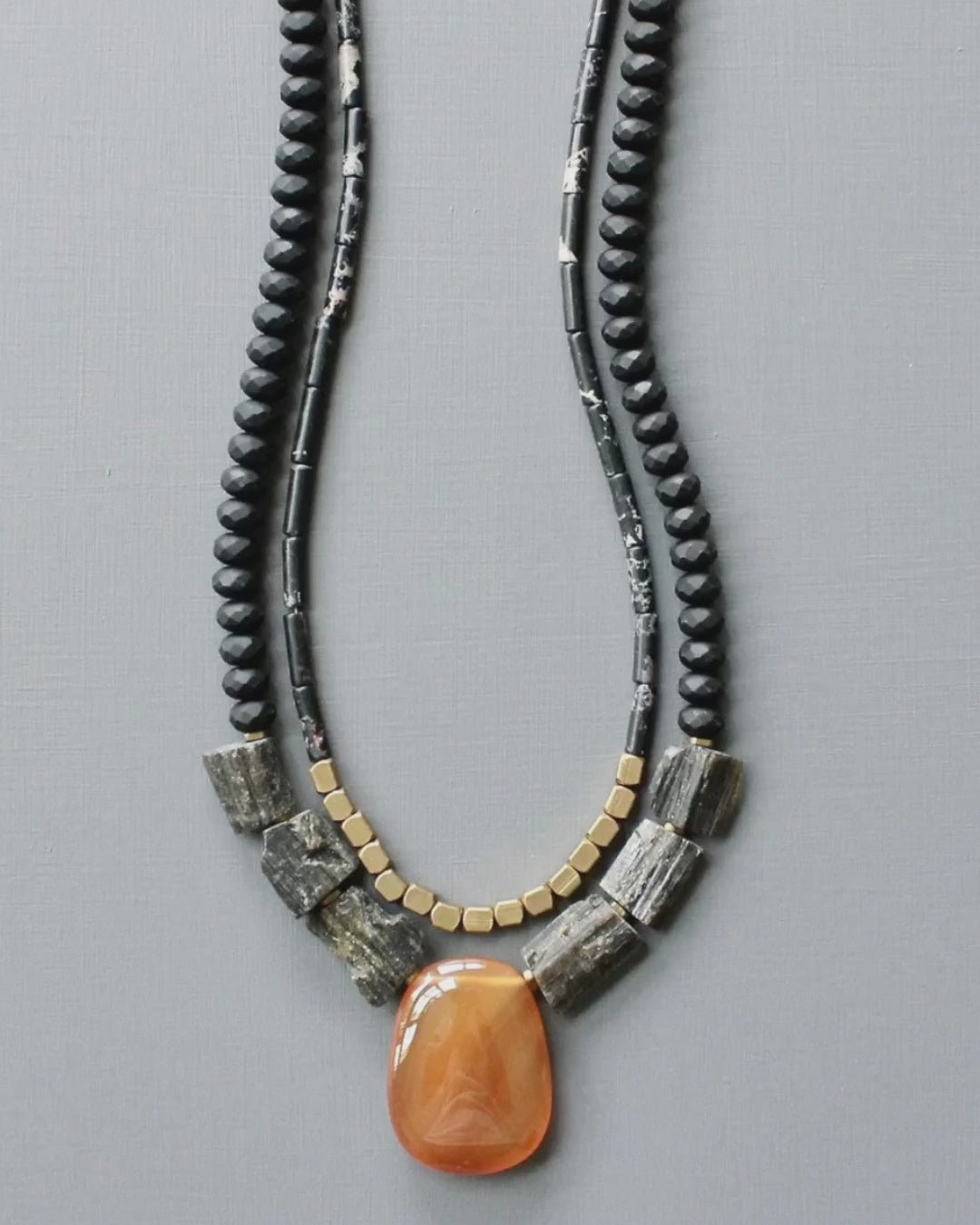 Double Strand Tourmaline Agate Necklace