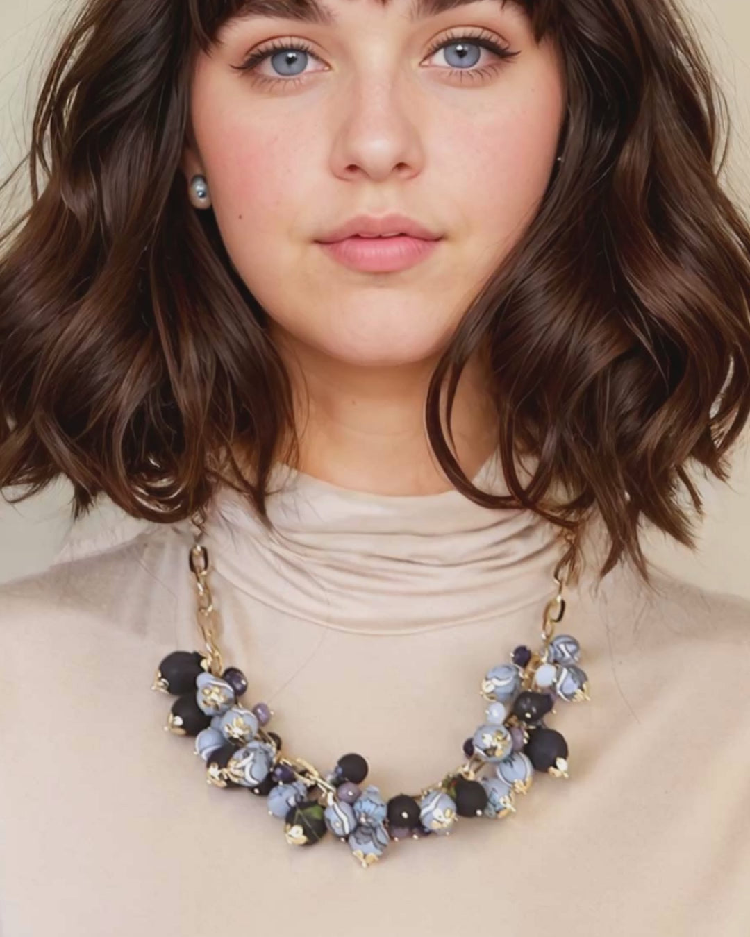 Midnight Fabric Beaded Necklace