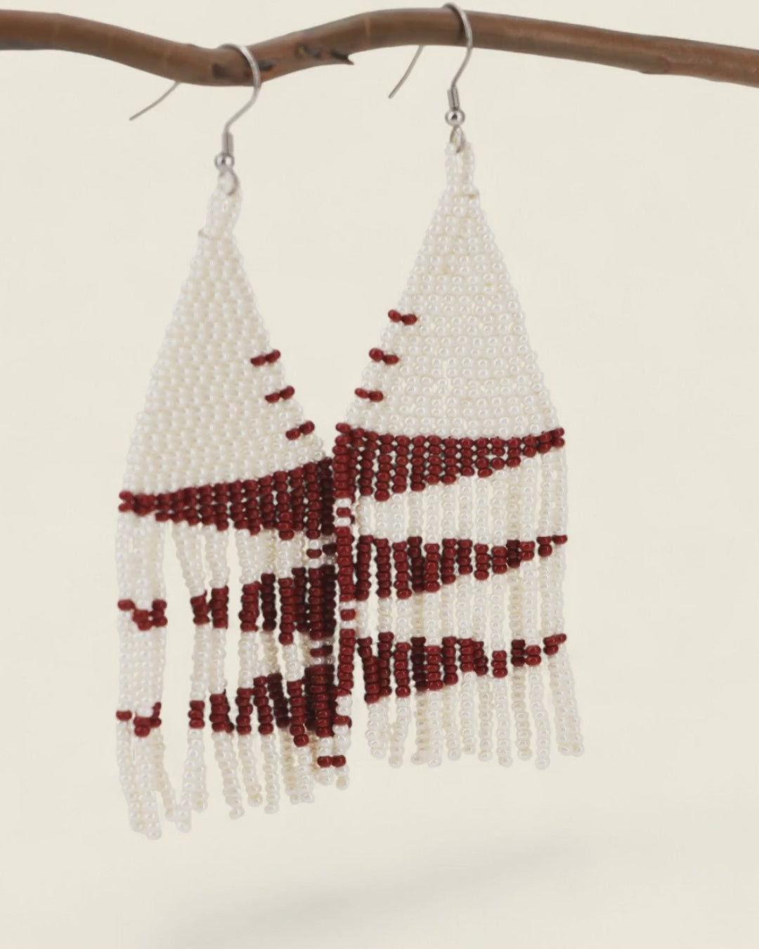 Cream Cocoa Beaded Fringe Earrings