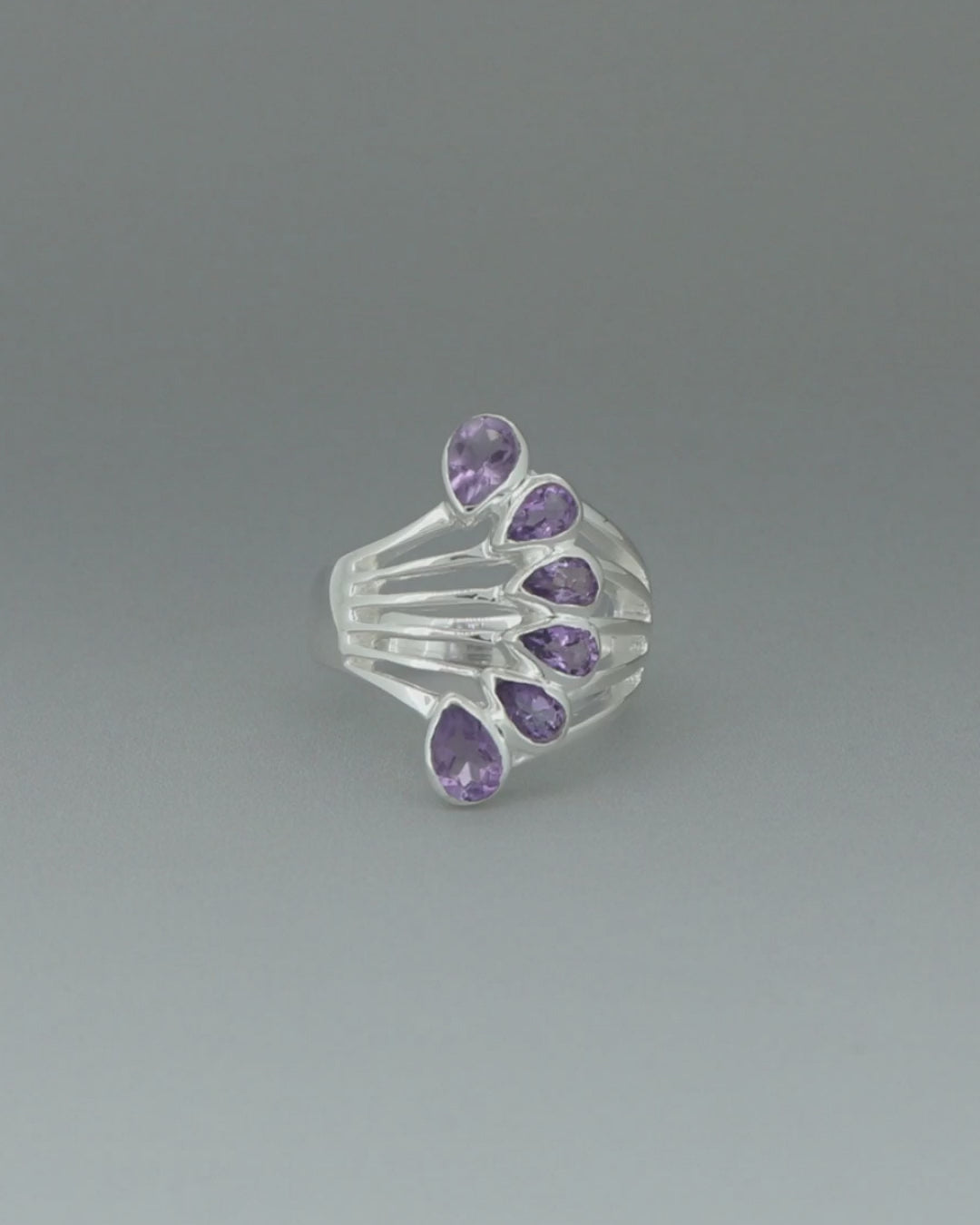 Amethyst Teardrop Sterling Silver Ring
