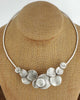 Silver-Plated Pewter Collar Necklace — Stacked Disc Cluster