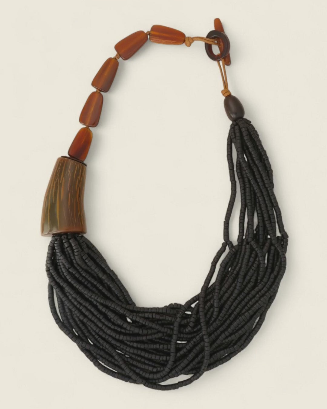 Black Horn Coconut Bead Necklace