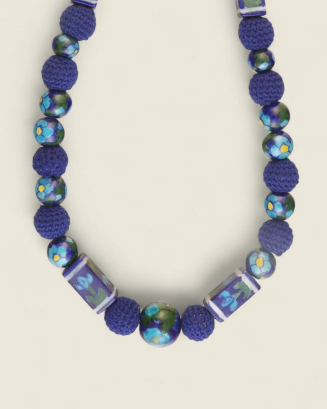 Hand-Painted Floral Ceramic Necklace
