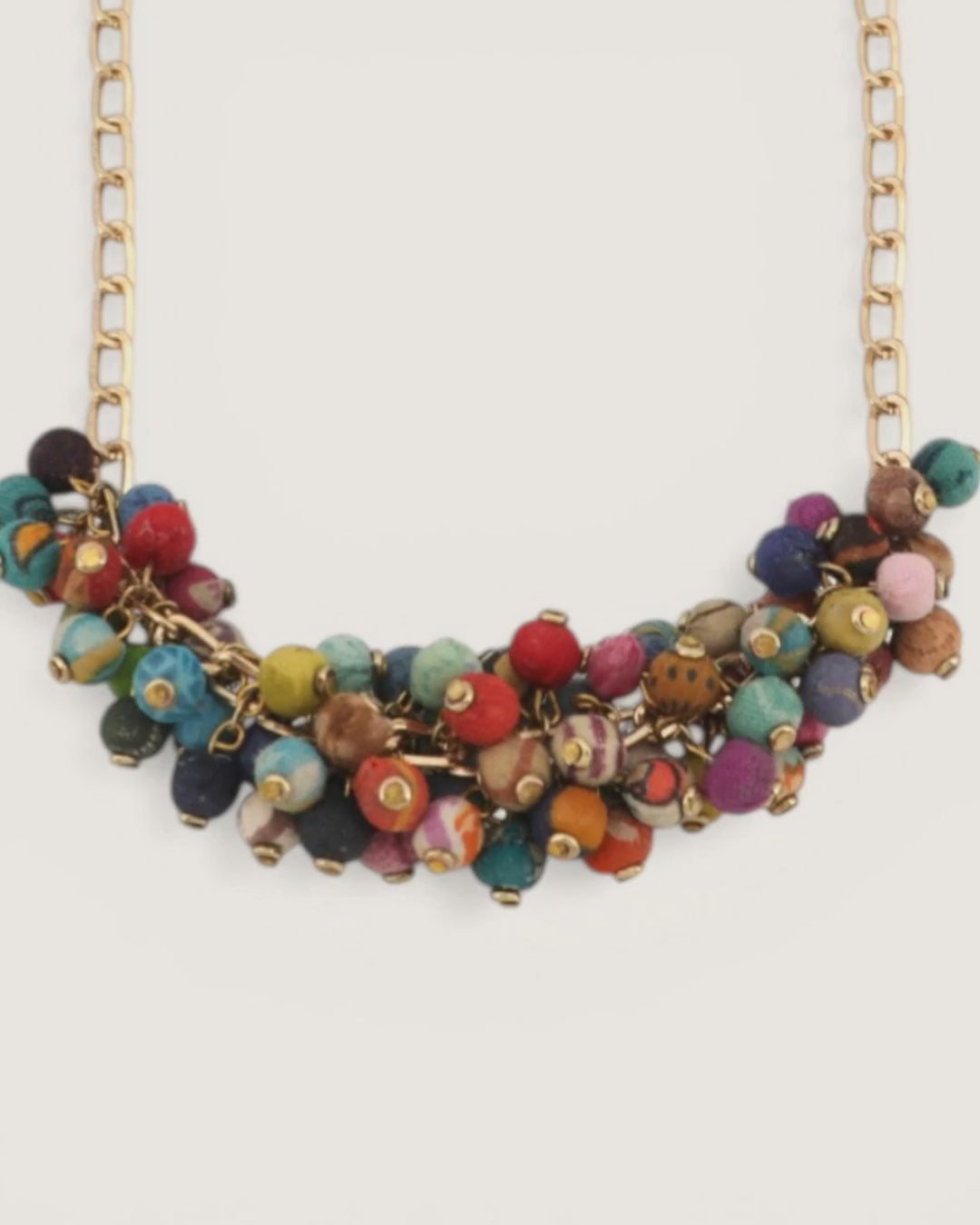 Kantha Beaded Cluster Necklace