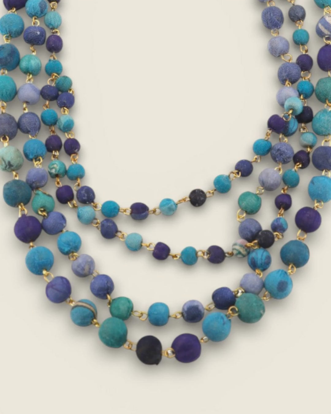 Layered Blue Kantha Bead Necklace