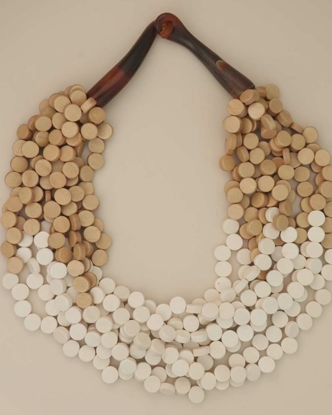Multi-Strand White Beige Necklace