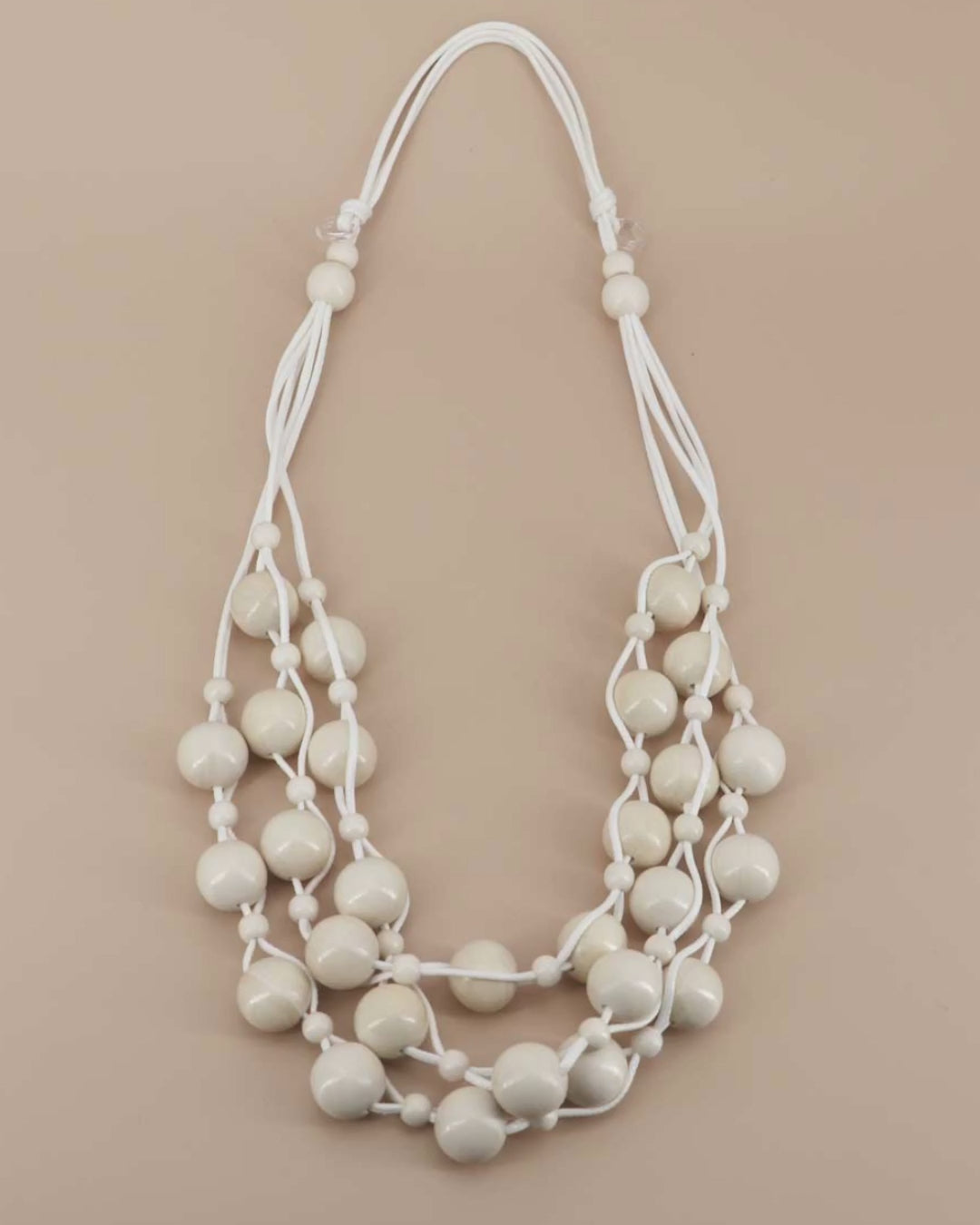 Layered Bead Wood Necklace