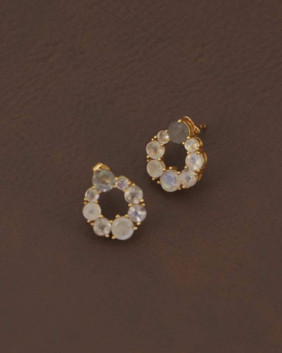 Gold Plated Moonstone Stud Earrings