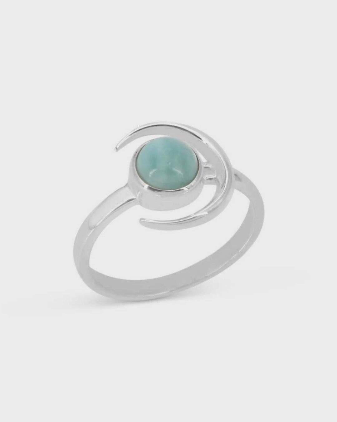 Sterling Silver Larimar Moon Ring