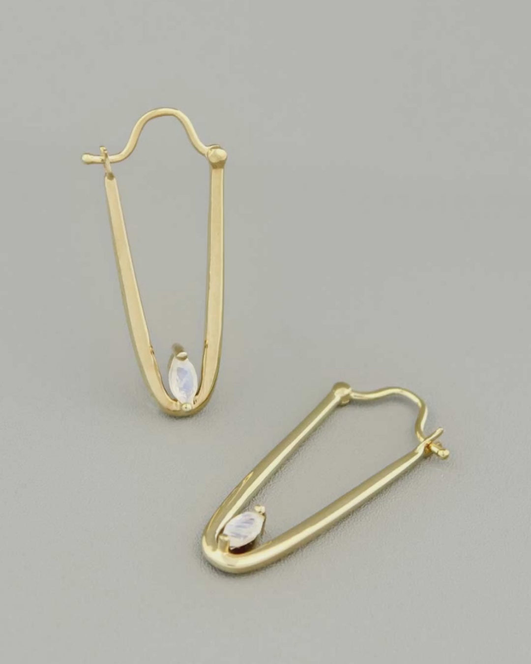Gold Plated Moonstone Earrings