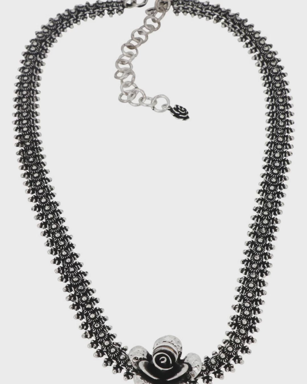 Hill-Tribe Silver Rose Necklace