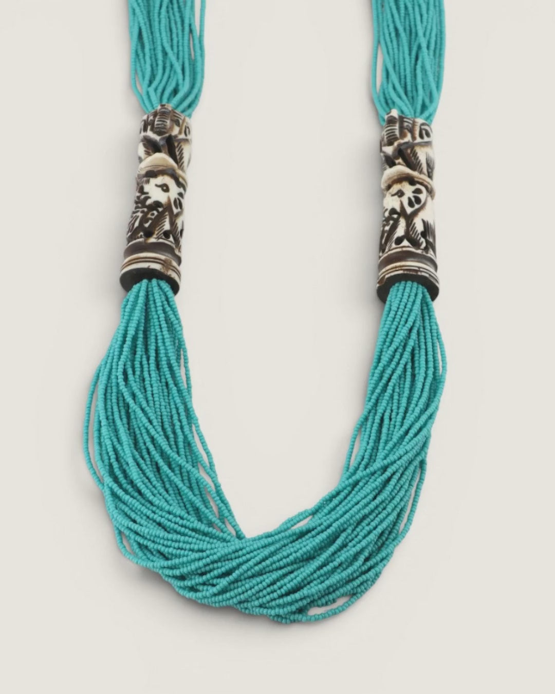 Aqua Beaded Elephant Necklace