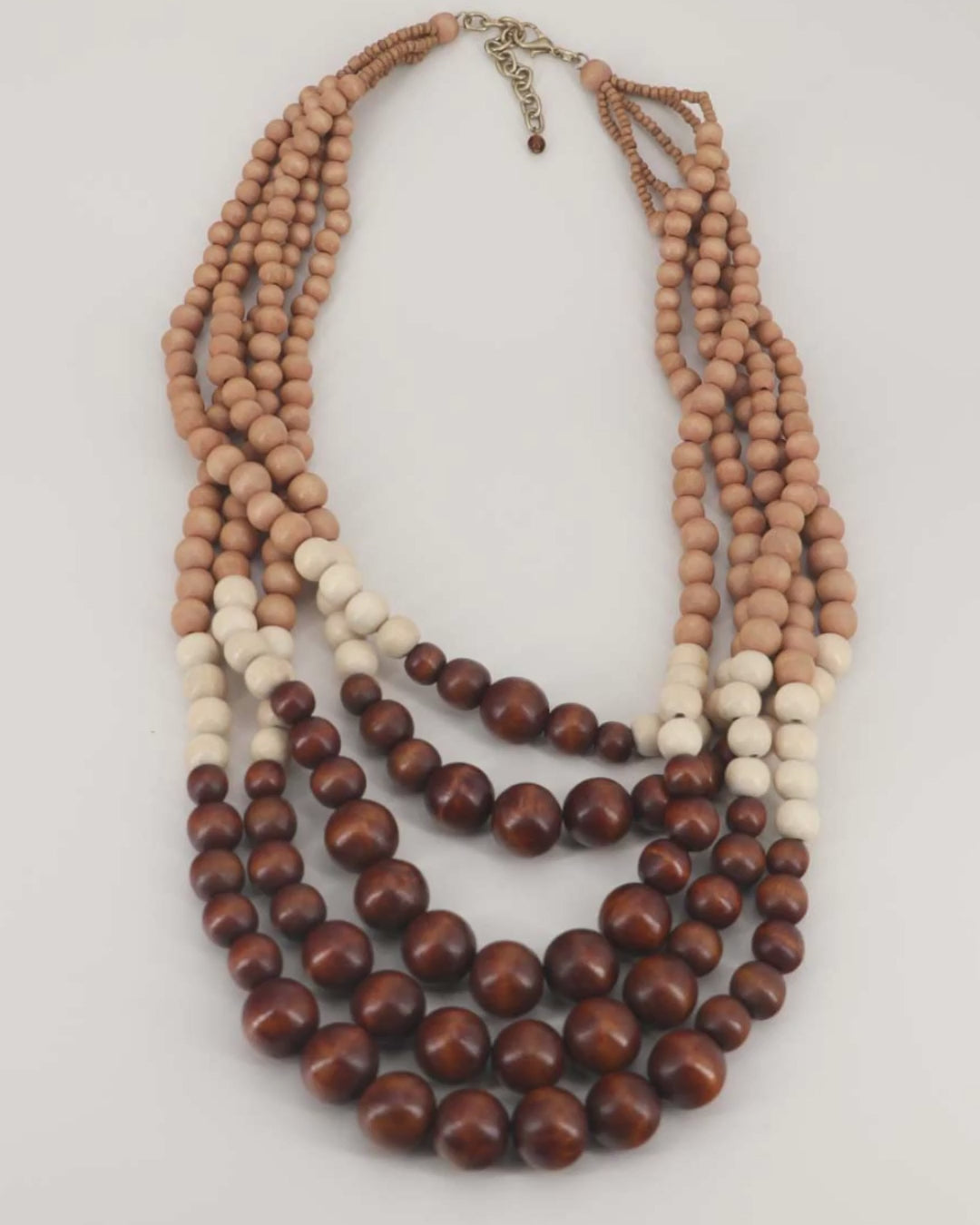 Brown Cascade Wood Necklace