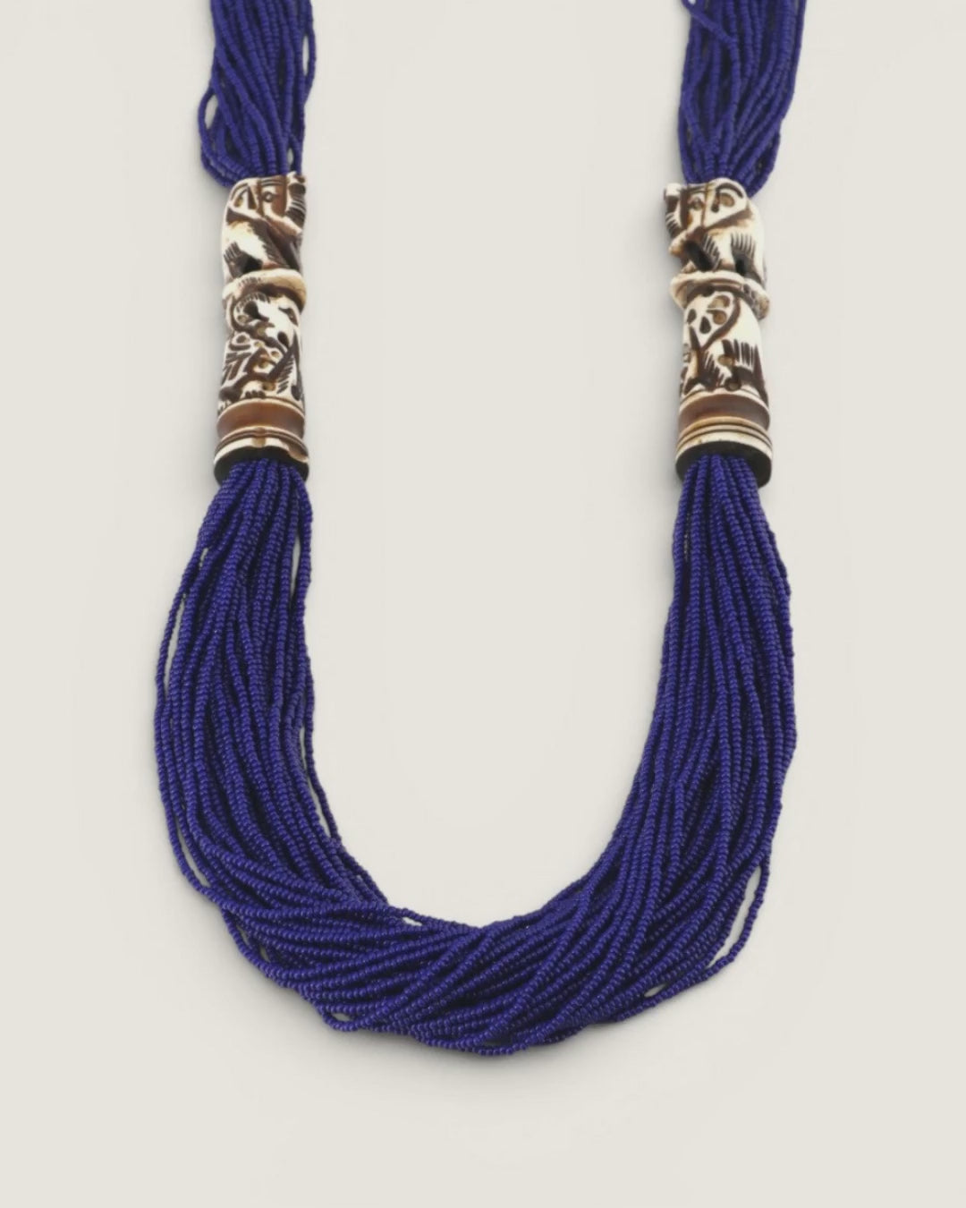 Blue Beaded Elephant Necklace