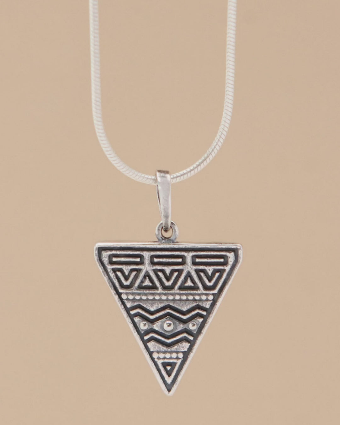Etched Tribal Triangle Pendant