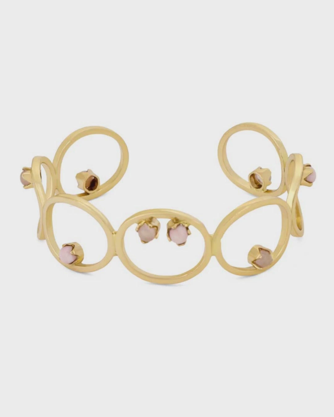 Brass Opal Rose Quartz Cuff