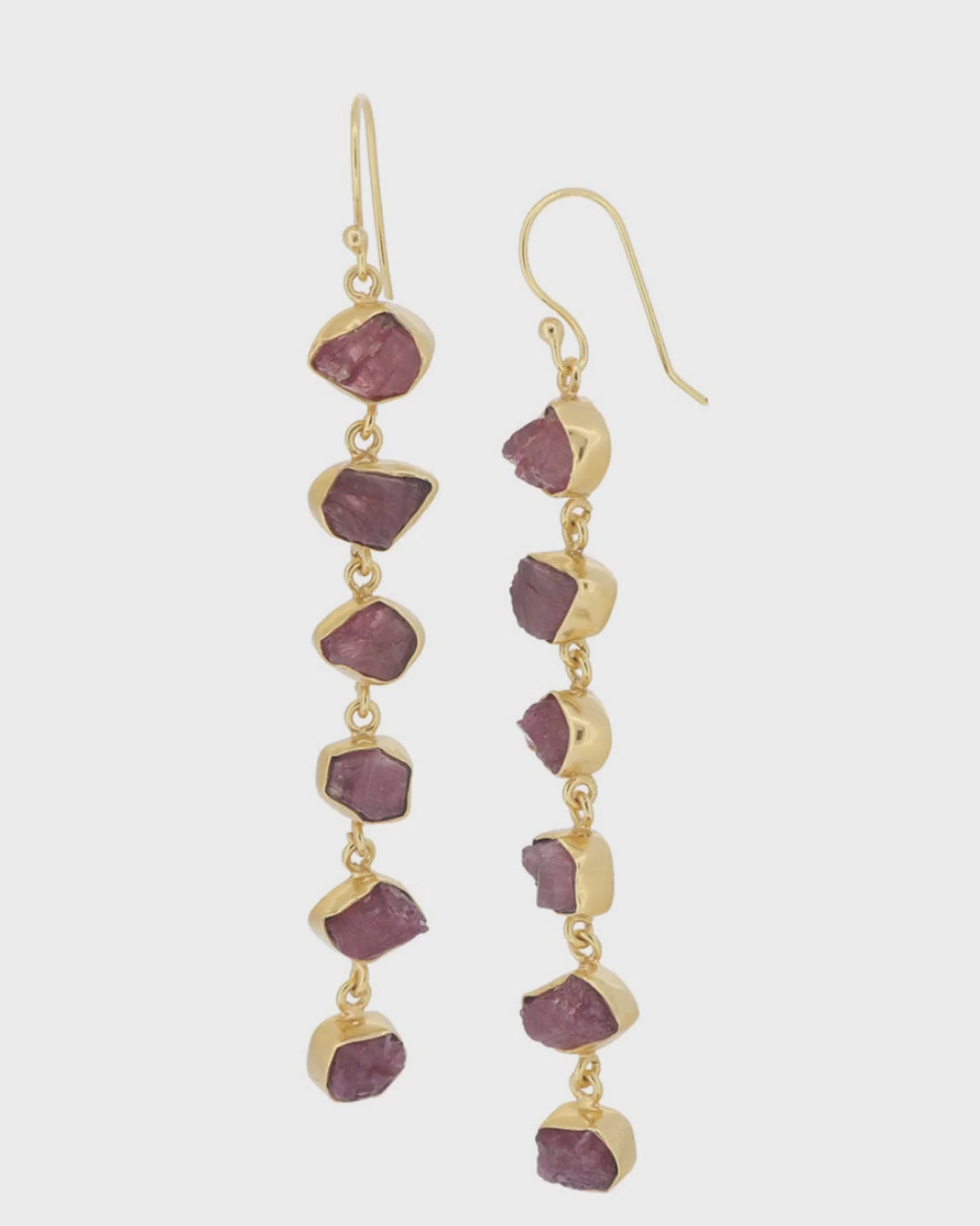 Raw Pink Tourmaline Dangle Earrings