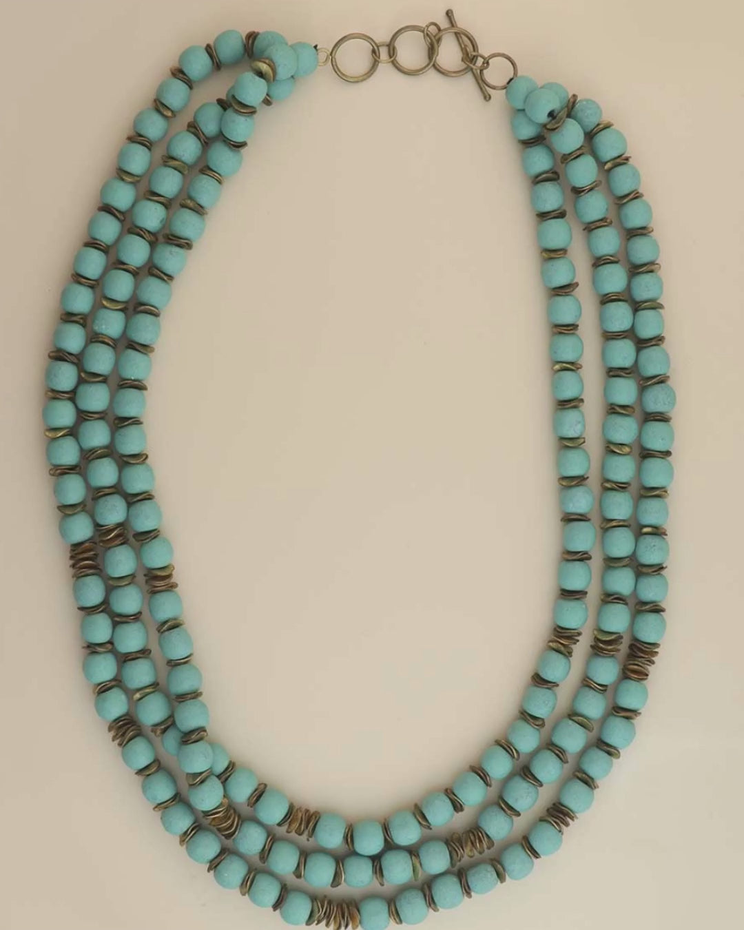 Powder Blue Wood Bead Necklace