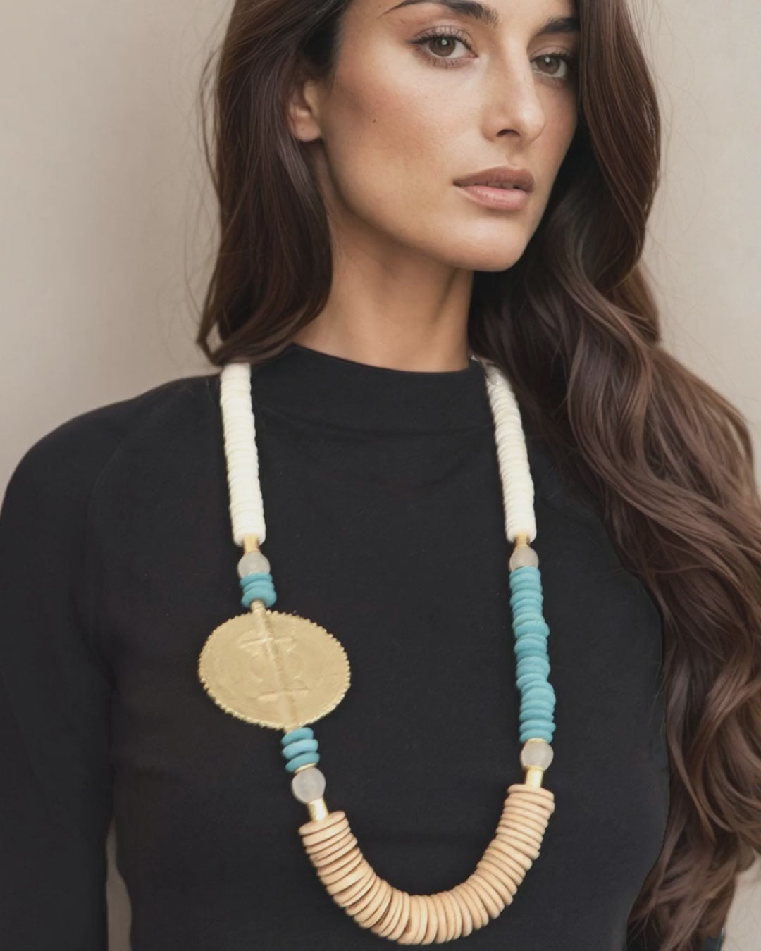 Global Medallion Statement Necklace