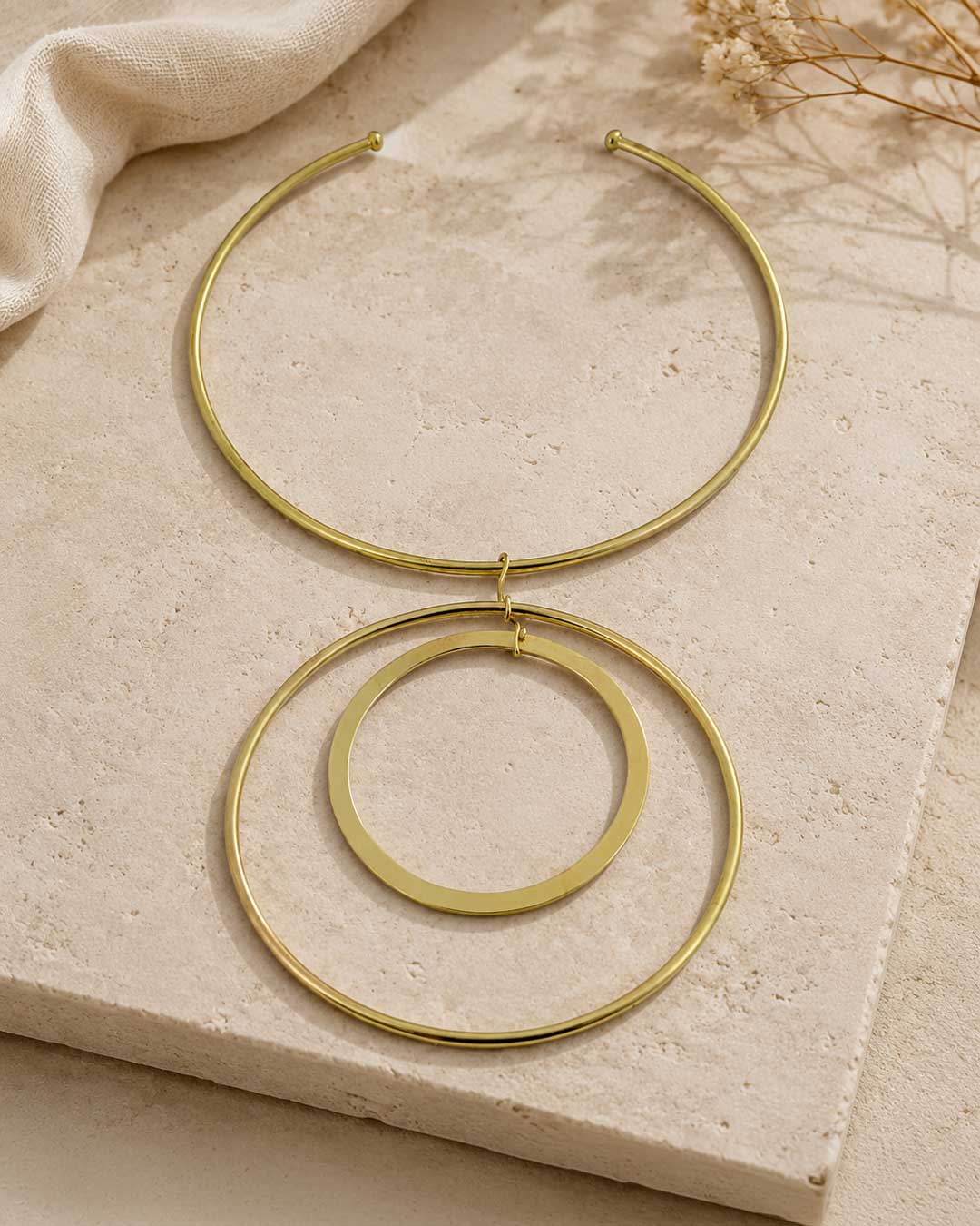 Brass Collar Double Ring Necklace