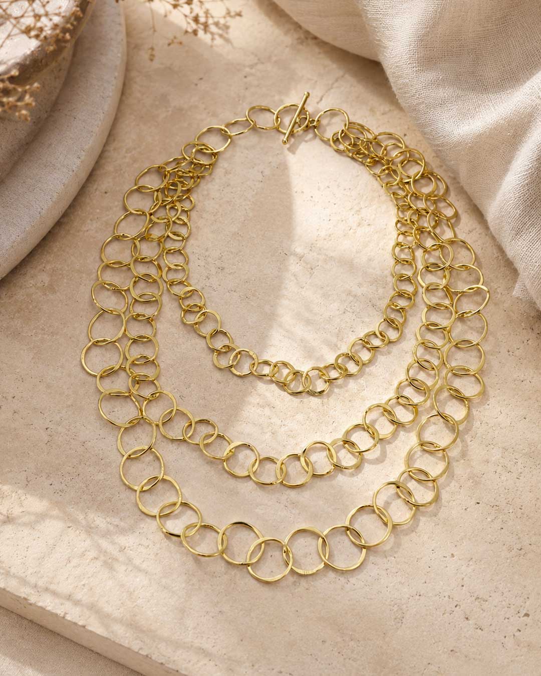 Brass Three Strand Necklace
