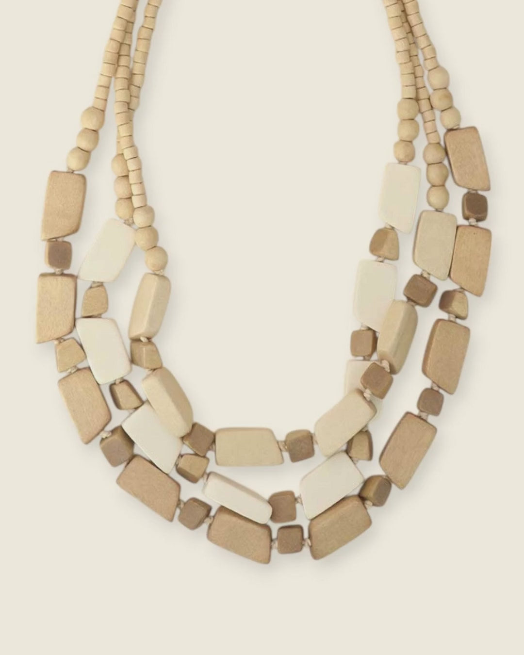 Multi Strand Wooden Bead Necklace