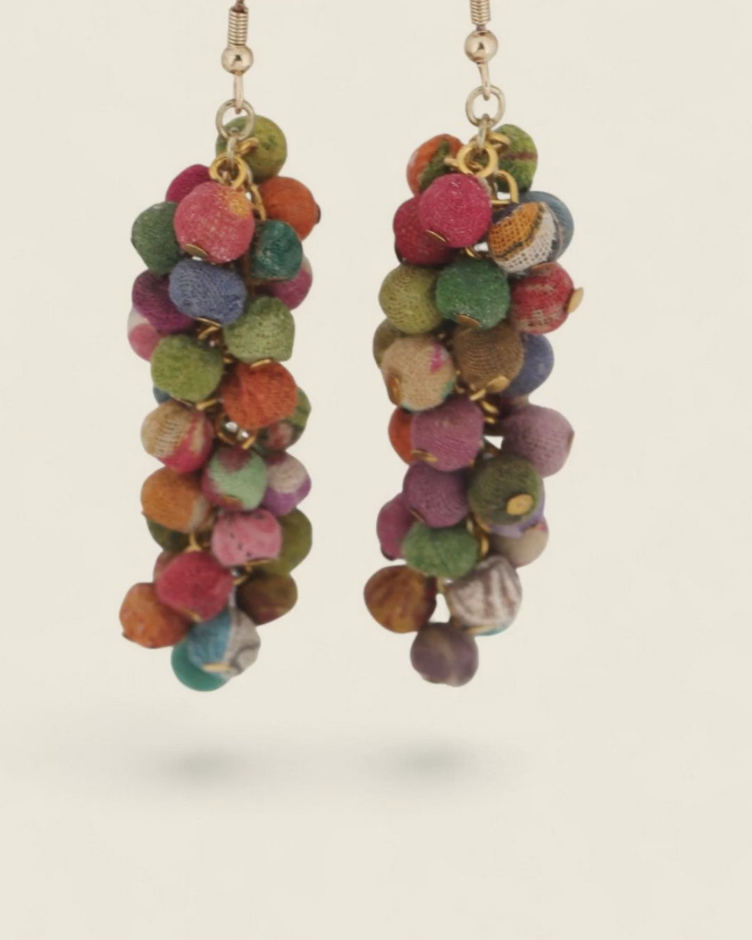 Colorful Kantha Cluster Earrings