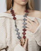 Long Red Gray Horn Necklace